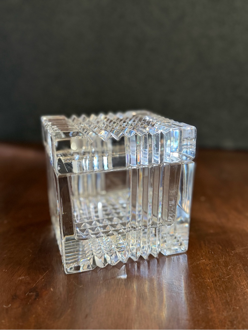 Clear Glass Geometric Decorative Accent Cube